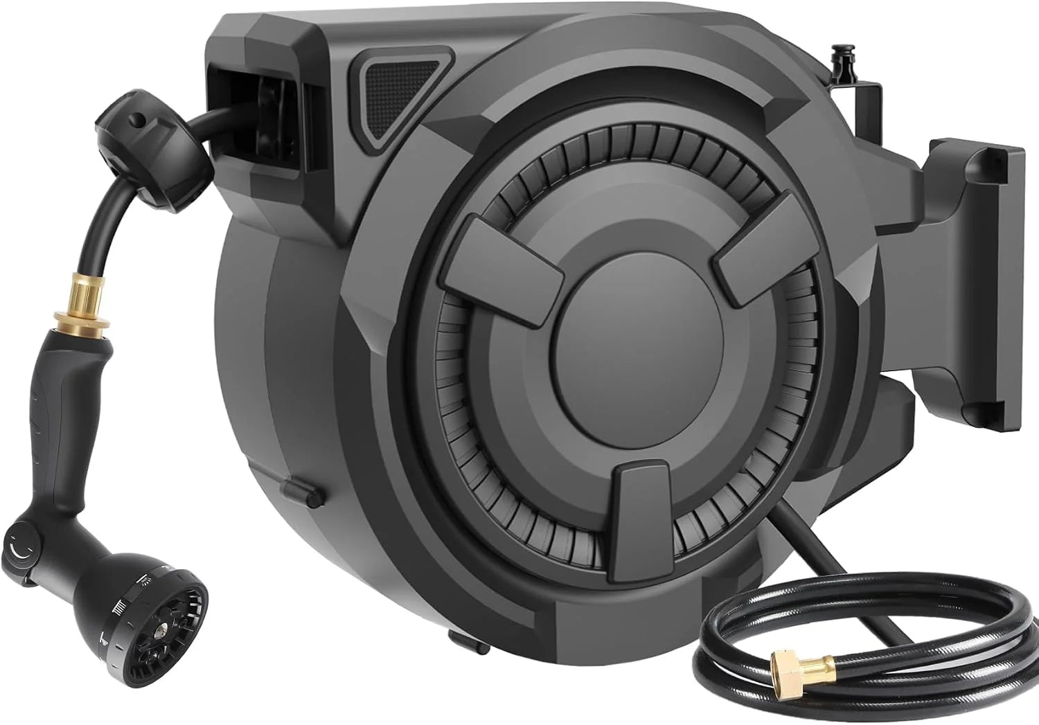 wikiwiki Retractable Garden Hose Reel 1/2 in x 100 ft, Heavy Duty Wall Mounted Hose Reel with 10- Function Sprayer bifanuoyard - Image 3