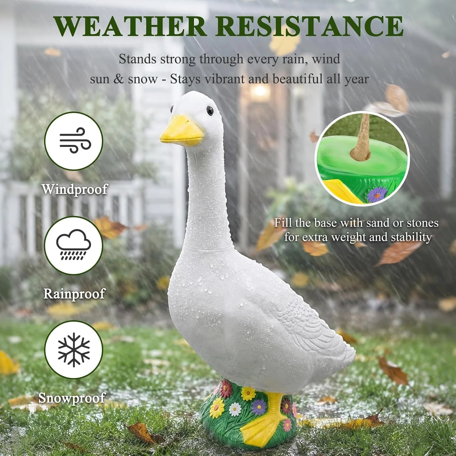 New Arrivals 23 Inch Large Porch Goose Statue, PE Plastic Outdoor Goose Decor for Lawn - Image 7