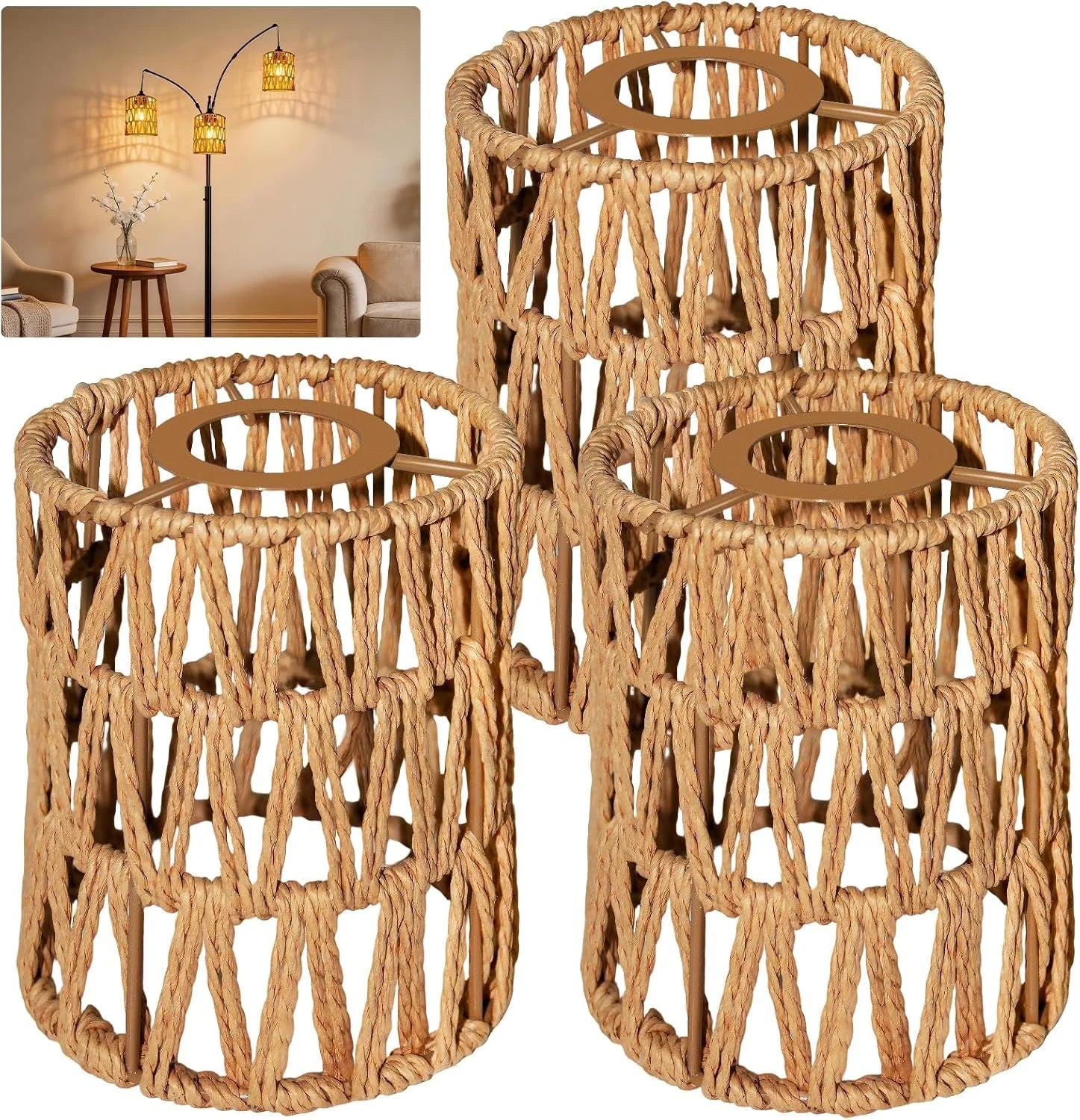 LUCORUSC Hanging Light Lamp Shades Boho Rattan Lamp Shades bifanuoyard - Image 6