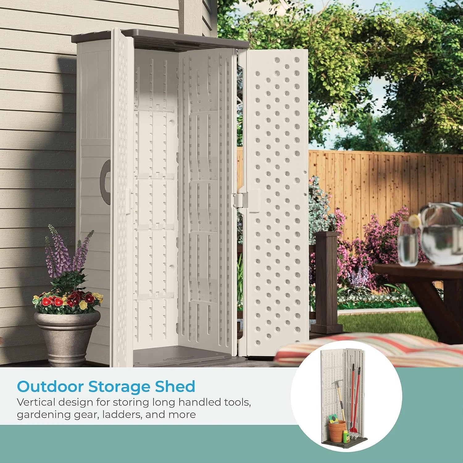 New Arrivals Vertical Outdoor Storage Shed with All-Weather Construction, Vanilla - Image 3