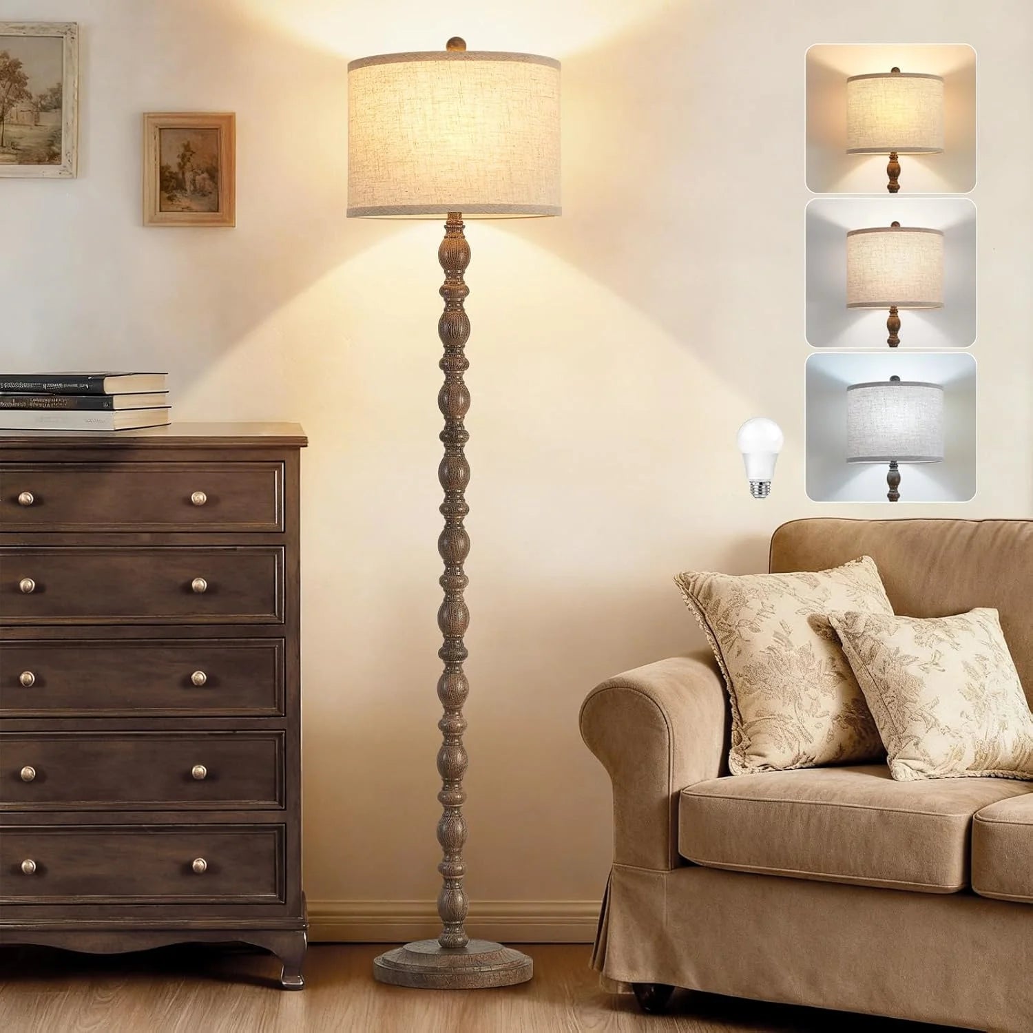 New Arrivals 62 Floor Lamp, Rotary Switch, Rustic Resin Tall Lamps for Living Room - Image 3