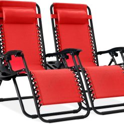 Alternative view of Best Choice Products Set of 2 Adjustable Steel Mesh Zero Gravity Lounge Chair Recliners w/Pillows and Cup Holder Trays bifanuoyard