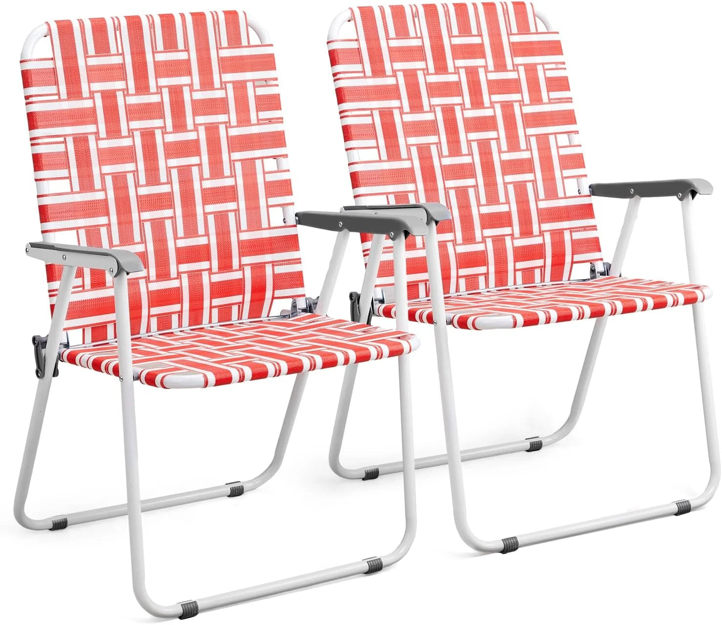 New Arrivals Patio Lawn Webbed Folding Chairs Set of 2, Outdoor Beach Portable Lawn Chair Camping Chair Beach Chair for Yard - Image 9
