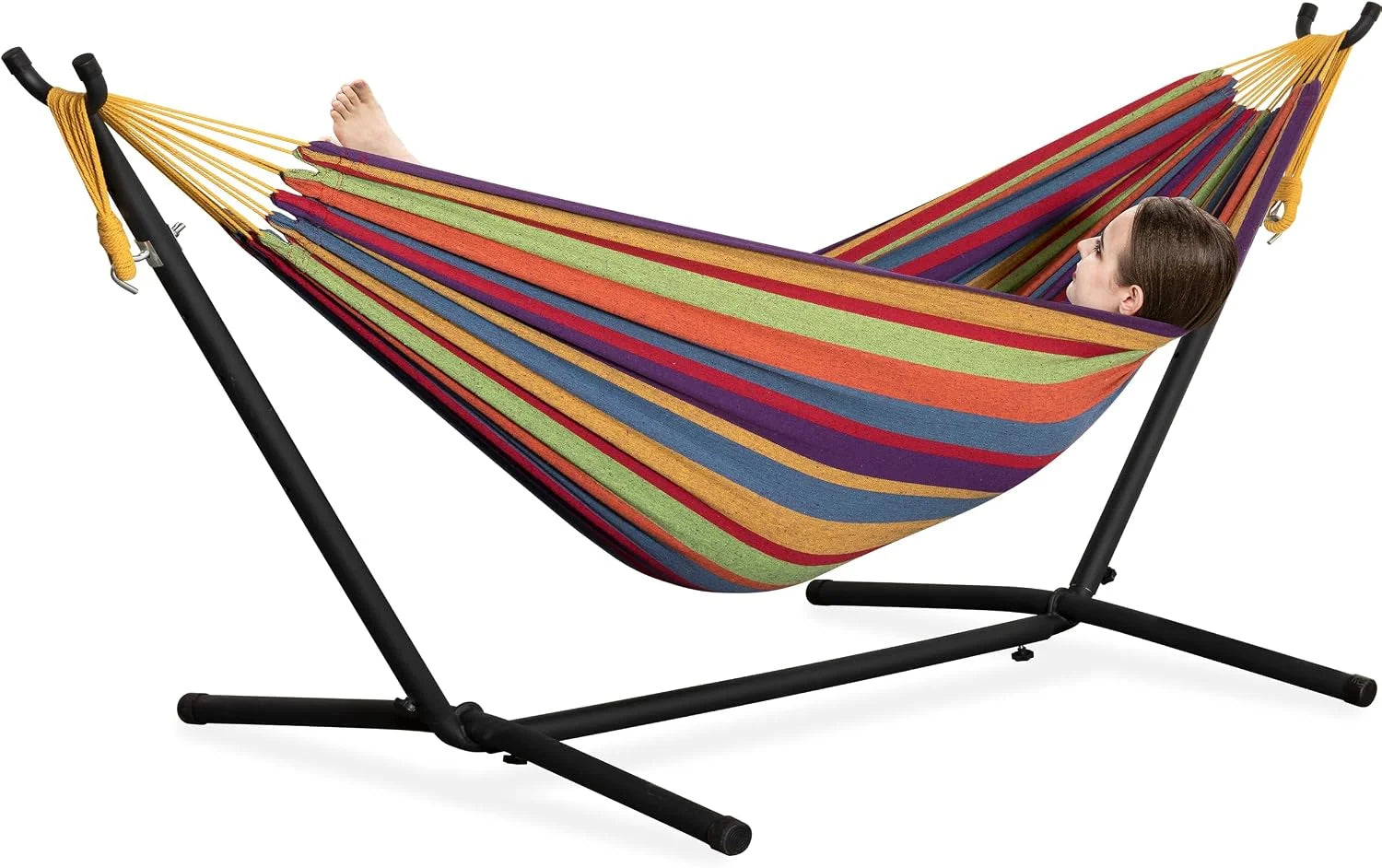 New Arrivals Double Hammock with Stand for Outside, Heavy-Duty, Portable (Coffee) - Image 10