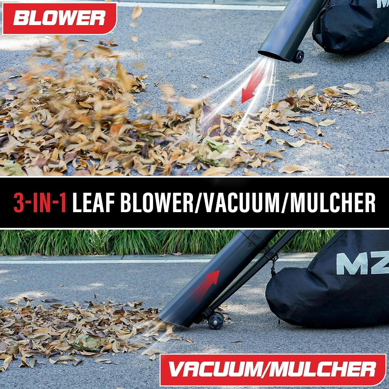 3-in-1 Electric Leaf Blower Vacuum Mulcher, Corded
