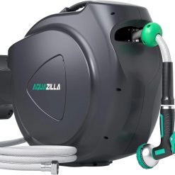 Retractable Garden Hose Reel, 5/8 in x 100 ft Automatic Wall Mount Heavy Duty Automatic Water Hose Reel with 9 Patterns bifanuoyard