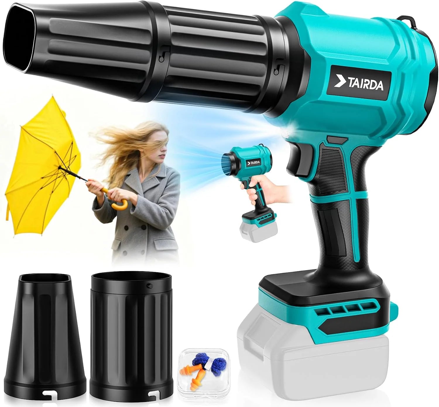 Cordless Leaf Blower Compatible for Dewalt 20V Battery(NO Battery), Mini Turbo Jet Blower with 2 Nozzles – For Yard Cleanup - Image 2