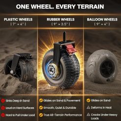 Alternative view of New Arrivals Beach Wagon with 9×3.5IN Big Inflatable Rubber Wheels for Sand, 240L Collapsible Wagon Cart
