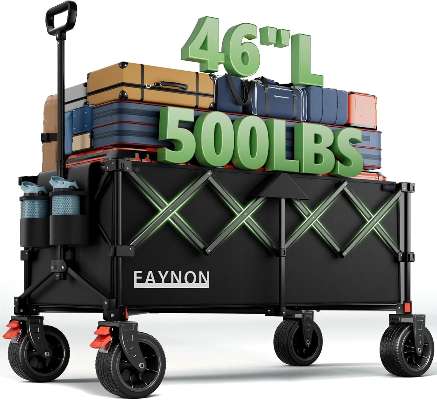 L Collapsible Foldable Extended Wagon, 500LB Weight Capacity with 280L Heavy Duty Folding Cart