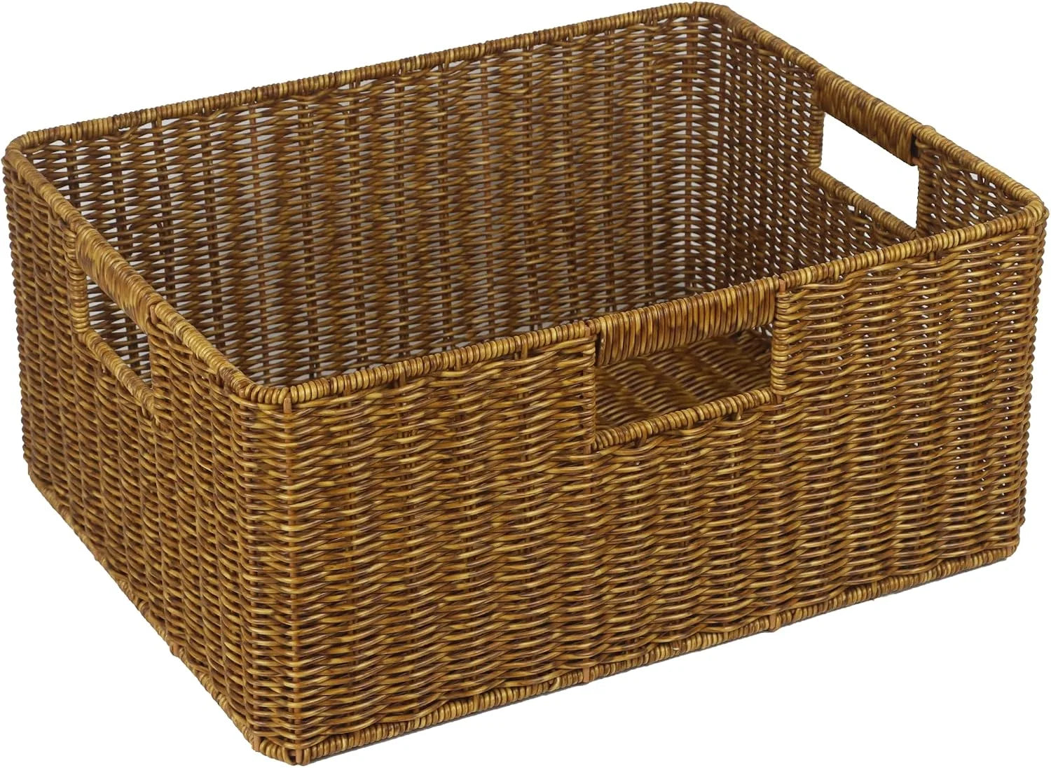 New Arrivals Wicker Basket, Water Hyacinth Wicker Storage Organizing Basket, Rectangular Basket for Shelves, Rattan - Image 3