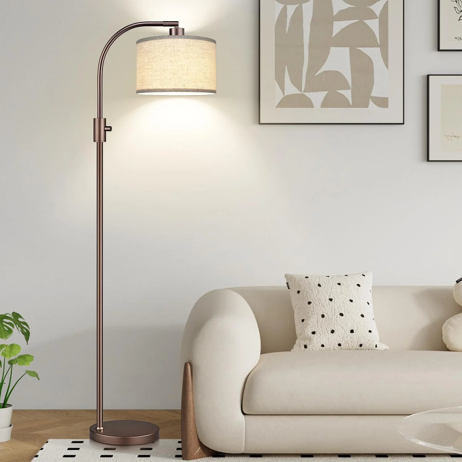 Nintiue Upgraded Modern Arc Dimmable Tall Standing Floor Lamp with Linen Shade, Bulb Included bifanuoyard - Image 3