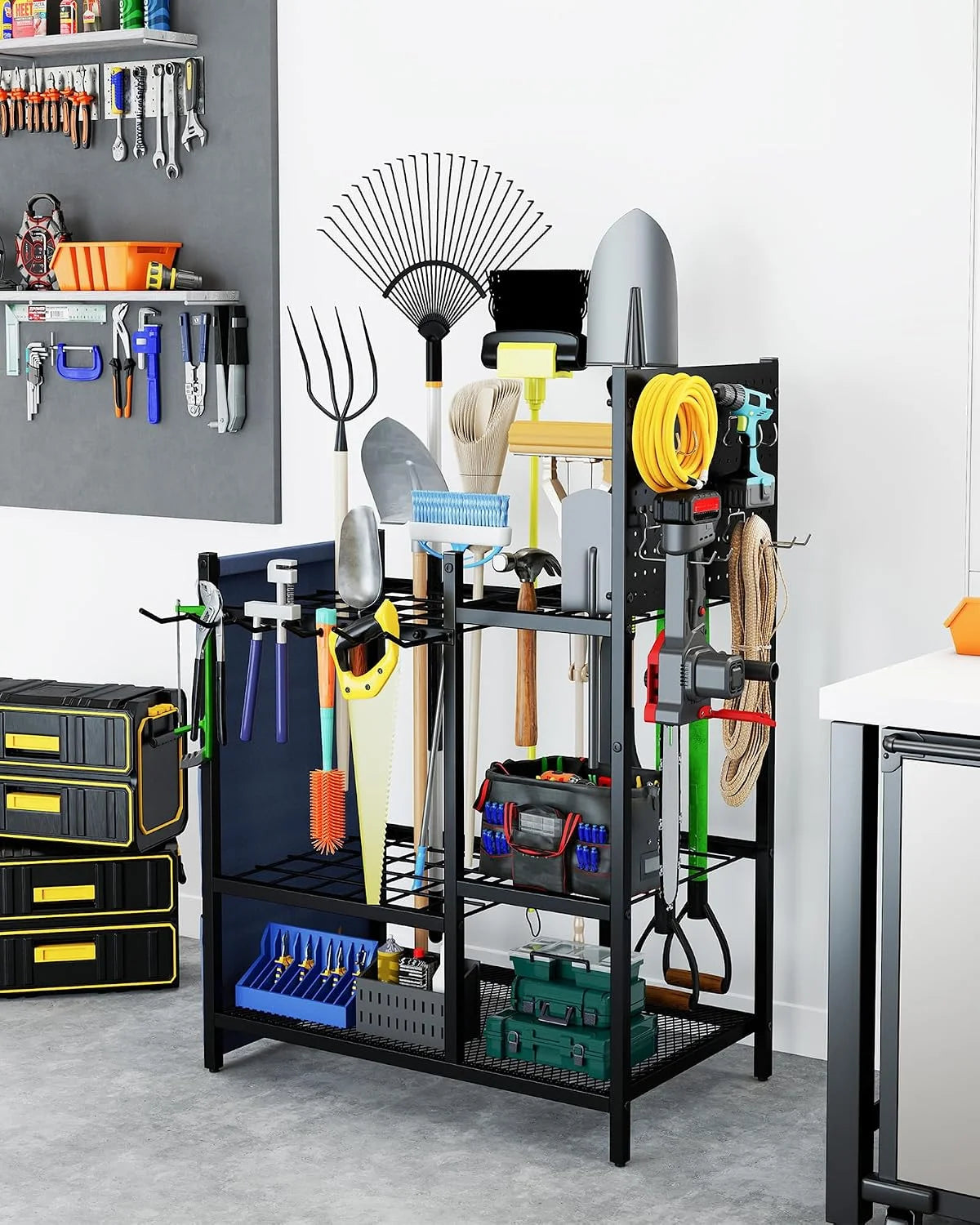 New Arrivals Garden Tool Organizer with Pegboard, Yard Tool Holder Standing for Garage Organization, Up to 30 " For Garage Organization - Image 7