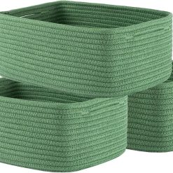 New Arrivals Woven Storage Organizing Basket, 12 x 8 x 4.5 inch, 3 Pack, Shelf baskets for closet organization