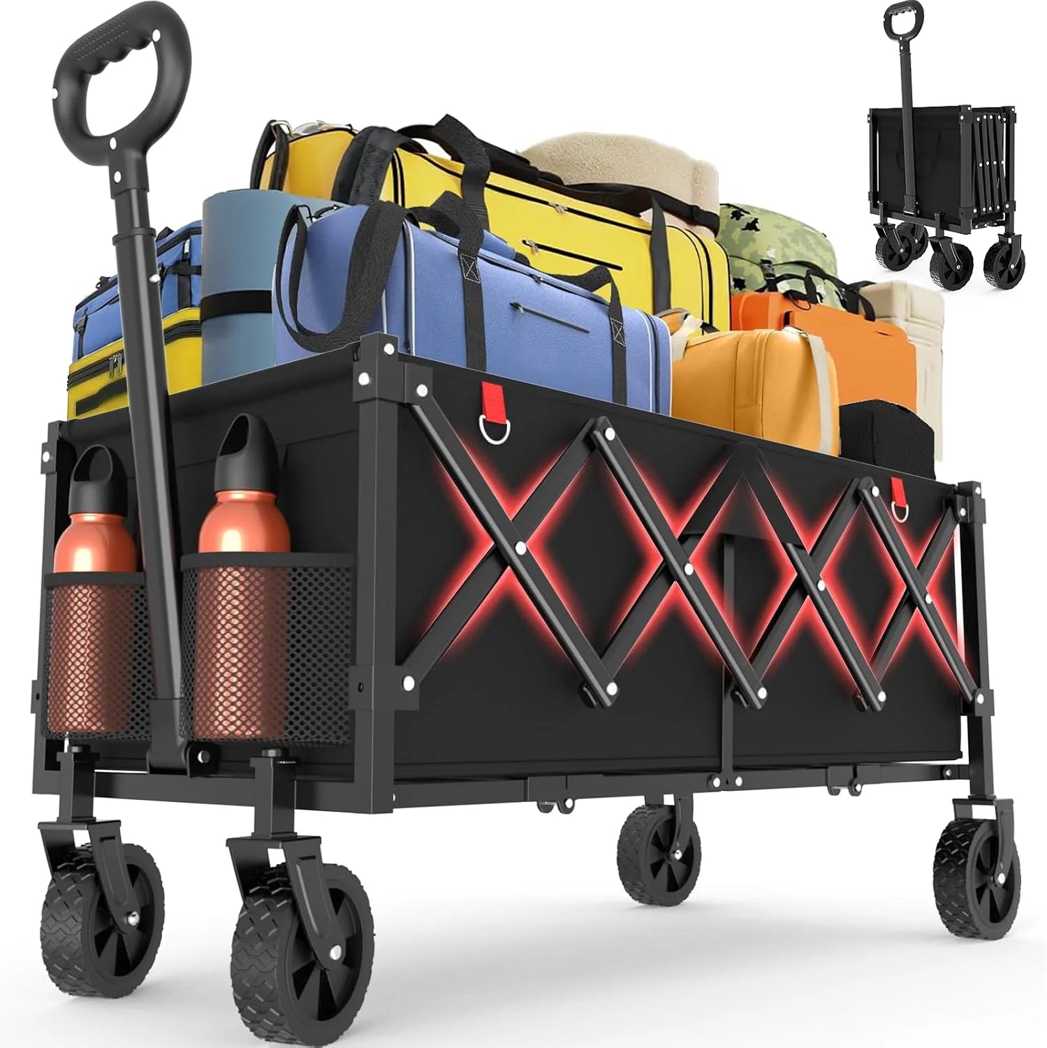 Wagons Carts Foldable, 360LBS Folding Heavy Duty Wagon with Wheels - Image 4