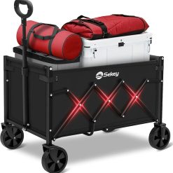 Sekey Wagon Cart with Wheels with 220LBS Capacity,Heavy Duty Wagon Carts Foldable,Lightweight Utility Portable Cart for Grocery