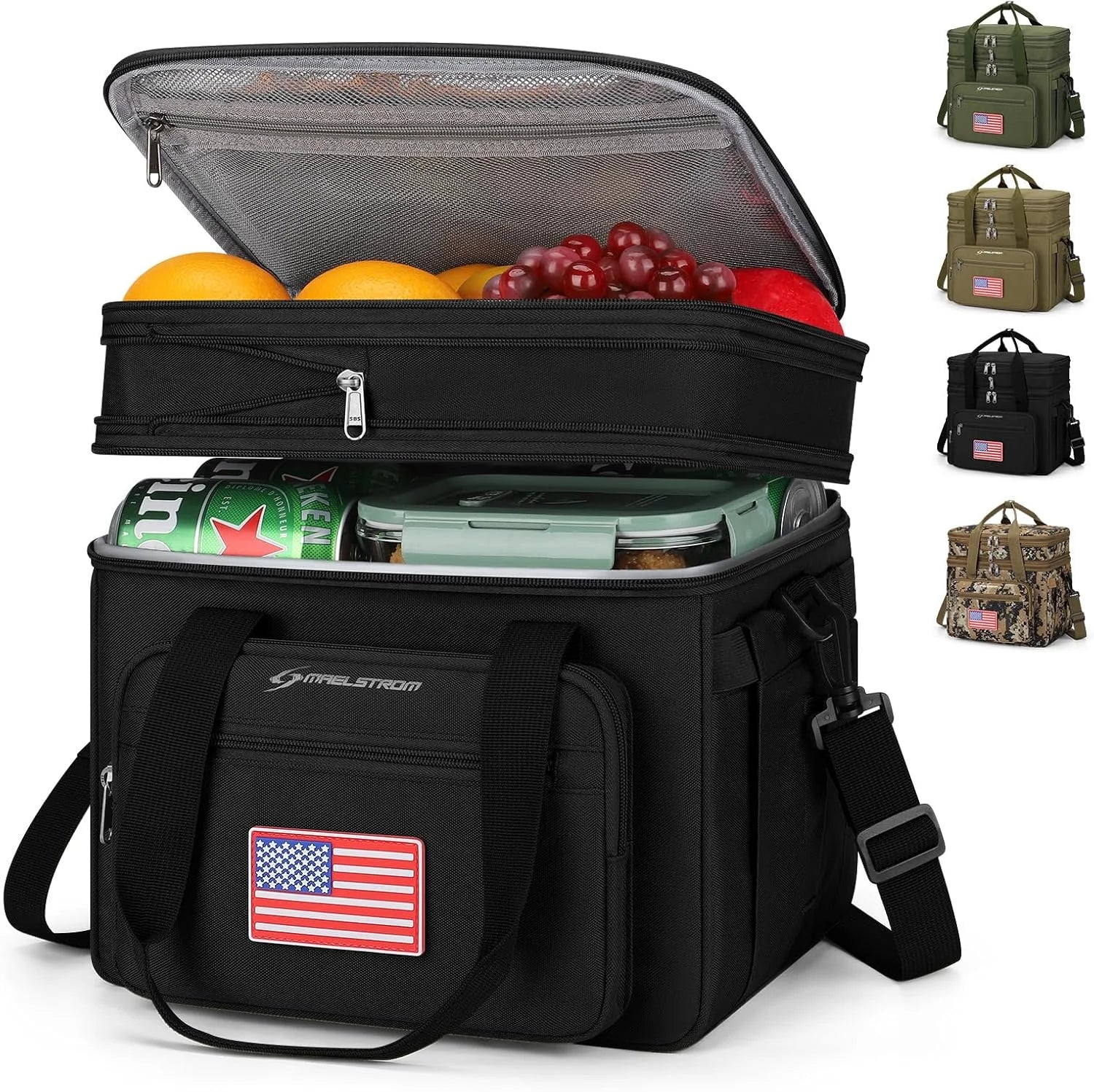 New Arrivals 23L Insulated Lunch Box, Expandable Double Deck Cooler Bag - Image 3