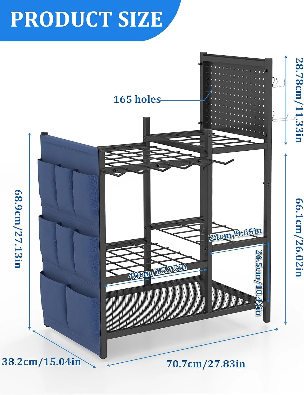 New Arrivals Garden Tool Organizer with Pegboard, Yard Tool Holder Standing for Garage Organization, Up to 30 " For Garage Organization - Image 2
