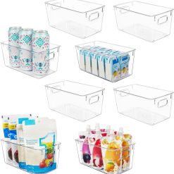 6 Pack Clear Storage Bins, Pantry Organizer Bins with Handle, Large, BPA-free Plastic Bins, Pantry Storage bifanuoyard
