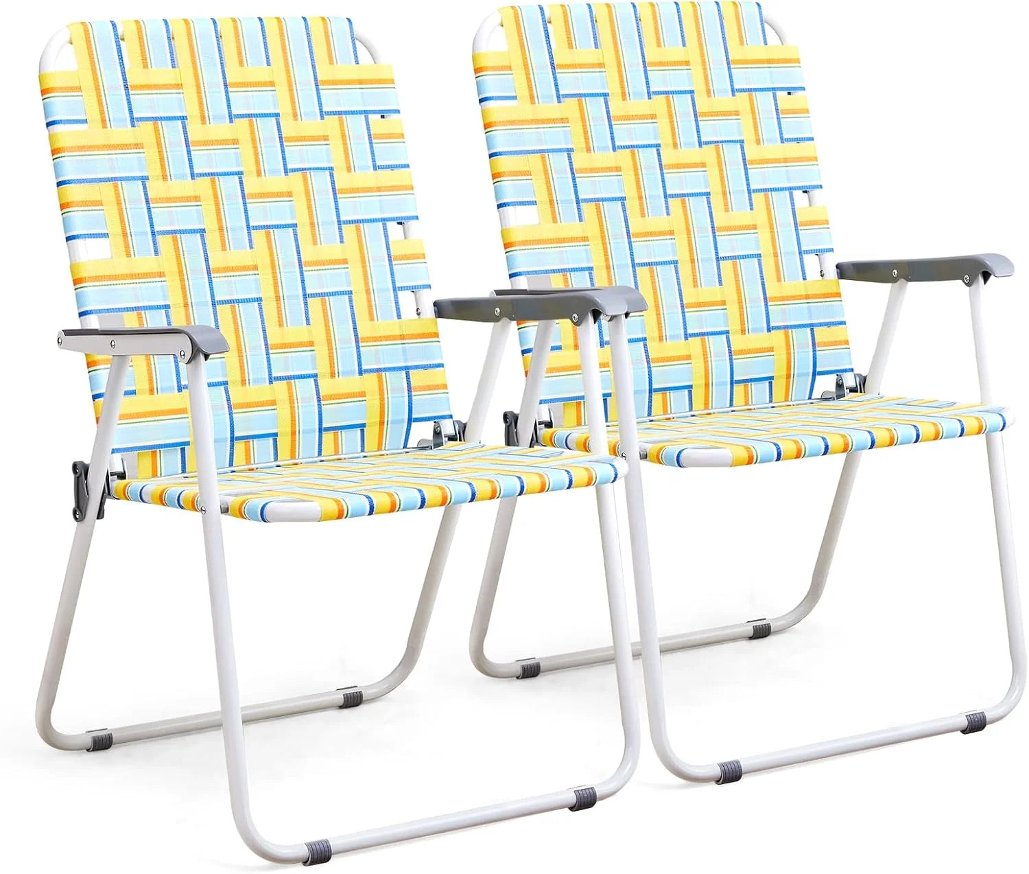 New Arrivals Patio Lawn Webbed Folding Chairs Set of 2, Outdoor Beach Portable Lawn Chair Camping Chair Beach Chair for Yard - Image 10