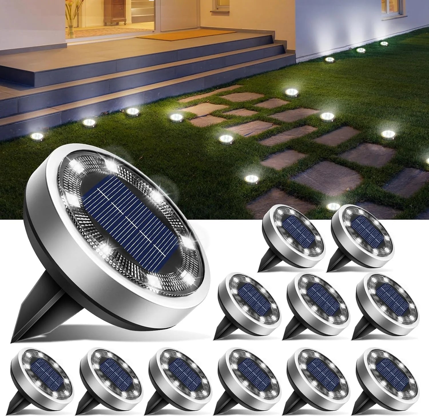 New Arrivals 16 Pack Solar Lights Outdoor Waterproof, 8 LED Solar Ground Lights – For Home Projects - Image 13