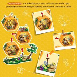 Alternative view of Bee Treehouse Building Set with Lights for Adults, Farm House Kit, Collectible Cabin Home Decor Gift for Boys