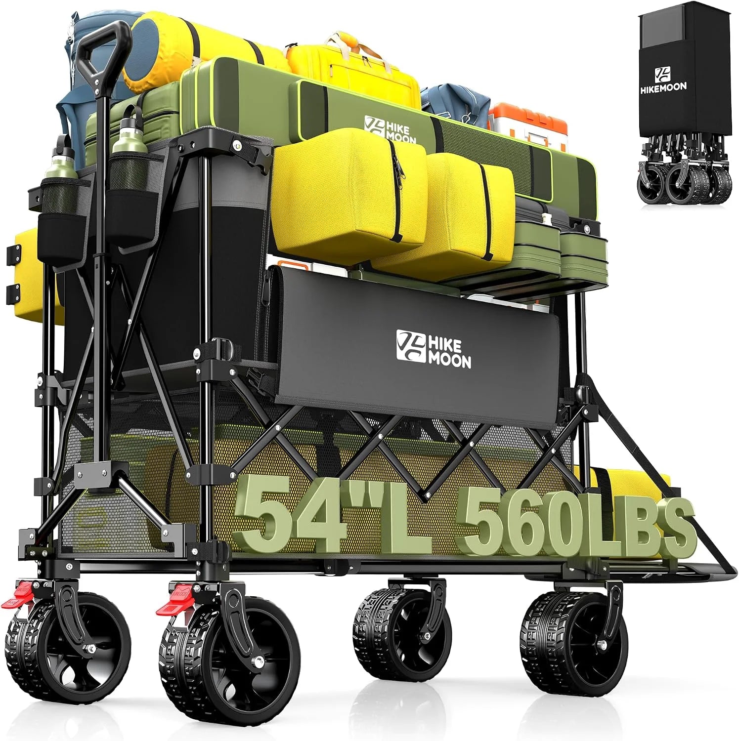 New Arrivals HIKEMOON Double Decker Collapsible Wagon with Extended Tailgate, Black - Image 3