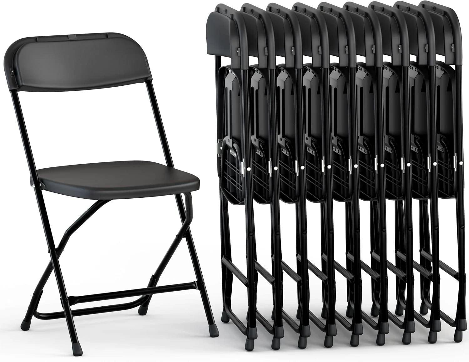 Modern Space 10 Pack Foldable Plastic Chair, Folding & Stackable, 350 lbs Capacity Steel Frame Seats for Indoor - Image 4