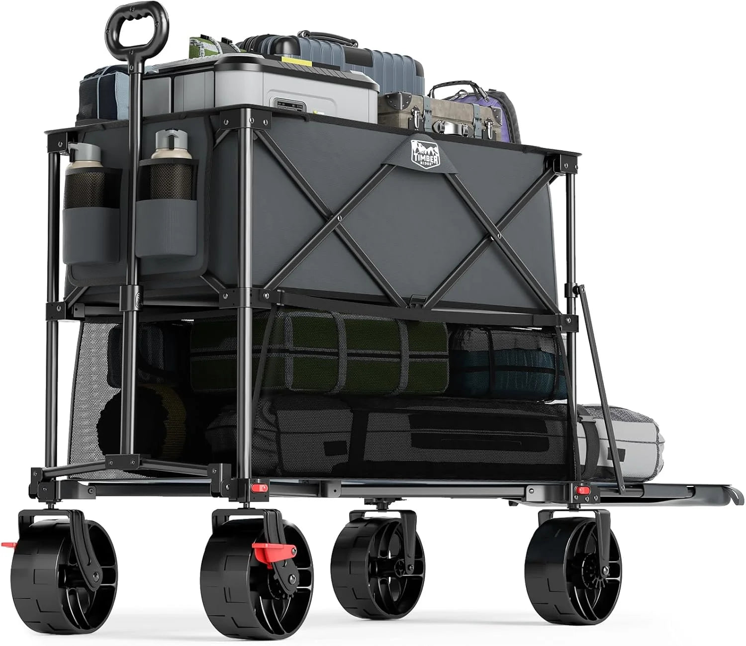New Arrivals TIMBER RIDGE 400L Folding Double Decker Wagon with Brakes, 54 Extra Long