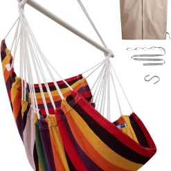 New Arrivals Hammock Chair Swing Indoor Outdoor 500 Lbs, Steel Bar & Anti-Slip