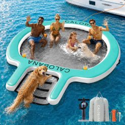 Alternative view of CALOBANA Water Hammock with Dog Boat Ramp, Inflatable Round Floating Ring for Adults Pets Heavy Duty Floating Dock bifanuoyard