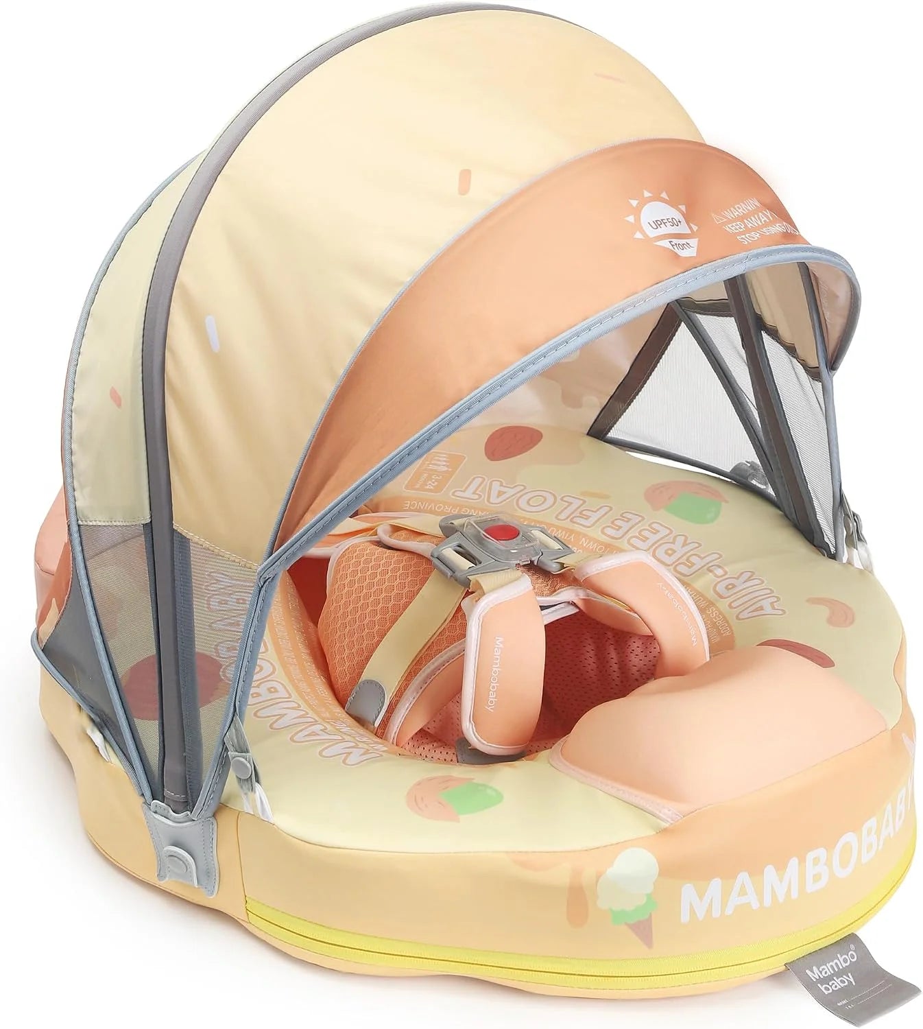 Mambobaby Float Self-Inflating Baby Pool Floats Hammock with Canopy, Compressible Folding Baby Floating Bed bifanuoyard - Image 14