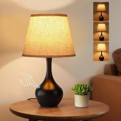 Touch Table Lamp, Dimmable, Bulb Included, Wood-Paint Desk Lamp for Kids Room