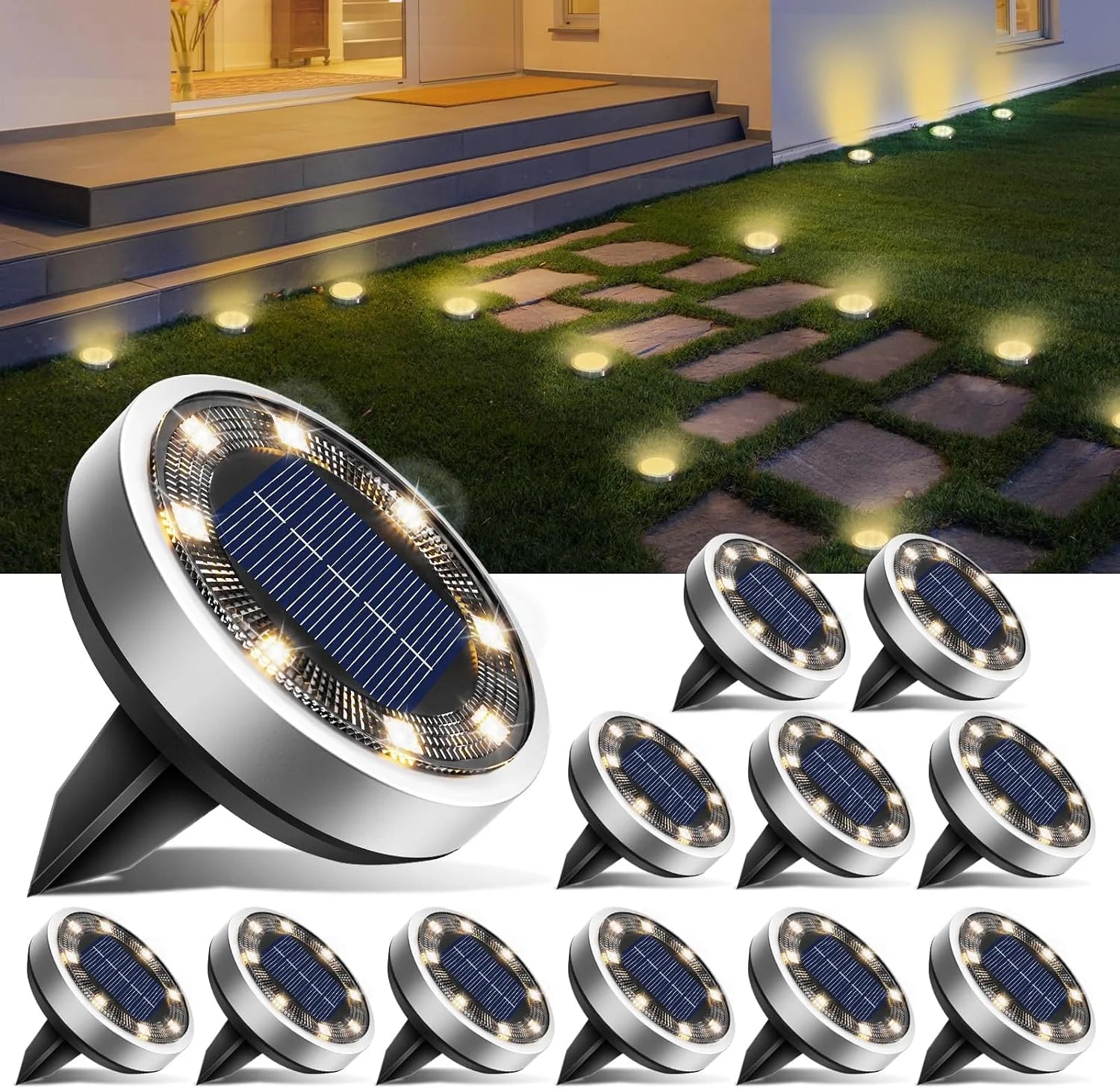 New Arrivals 16 Pack Solar Lights Outdoor Waterproof, 8 LED Solar Ground Lights – For Home Projects - Image 3