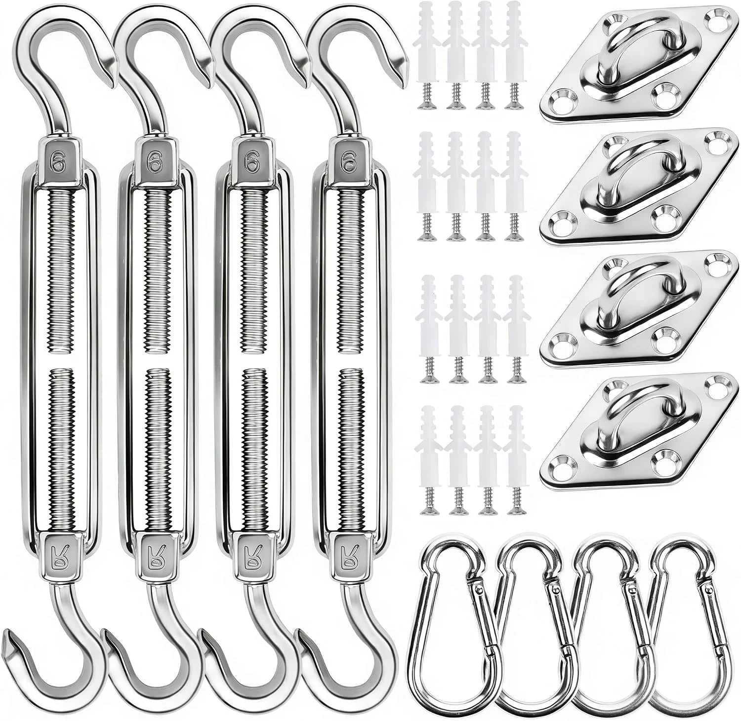 44 Pcs Shade Sail Hardware Kit 6 Inch Outdoor Sun Sail Accessories - Image 3