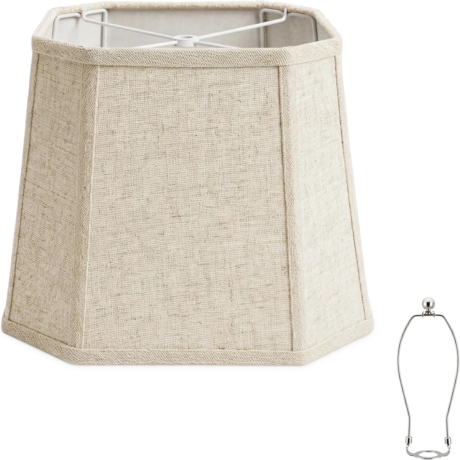 Natural Linen Square Cut Corner Lamp Shades Set of 2 bifanuoyard - Image 5