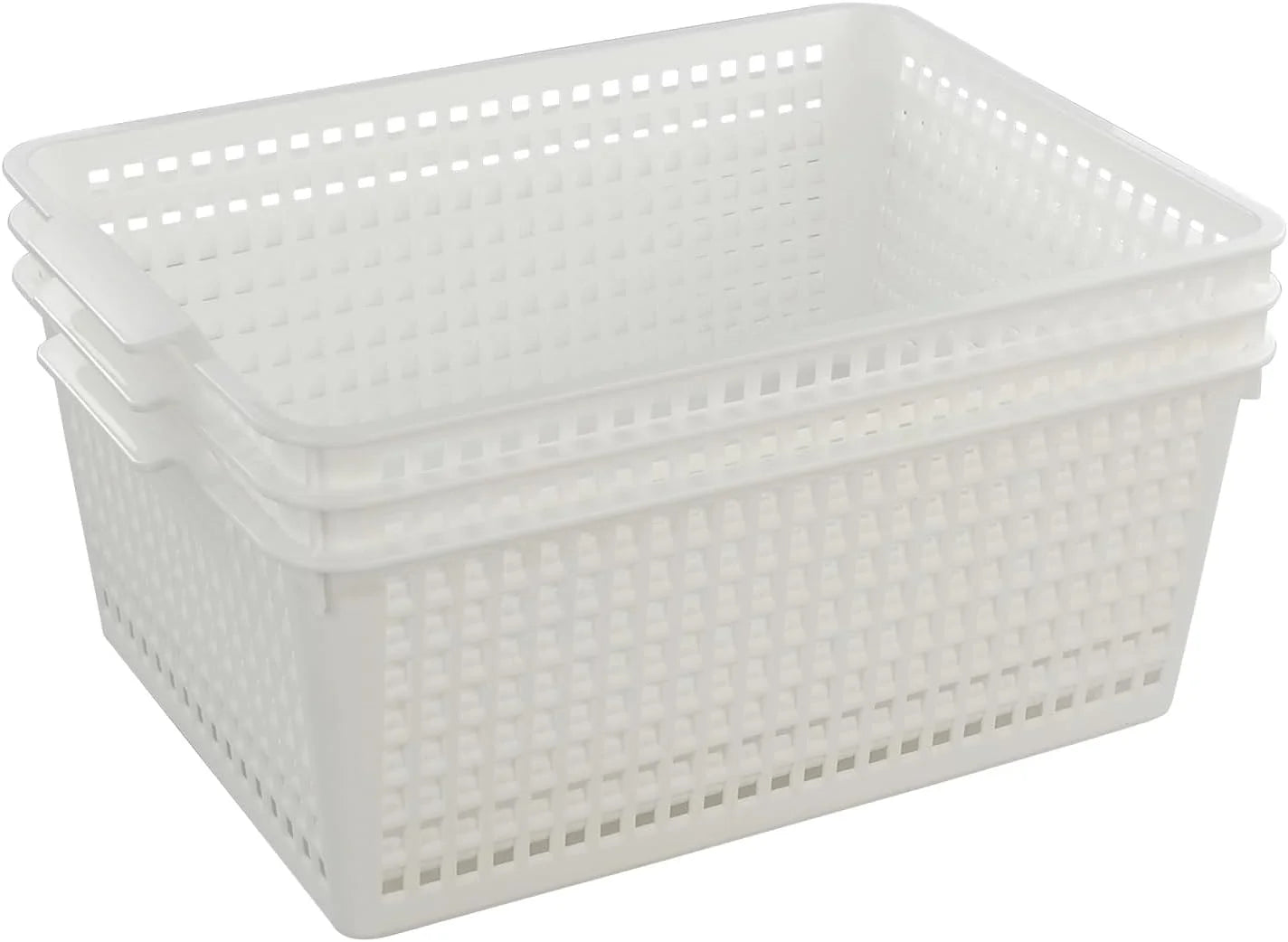 New Arrivals Plastic Storage Basket, Plastic Storage Bin, White