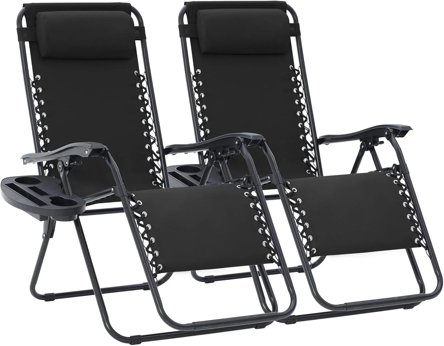 JEAREY Zero Gravity Lounge Chairs Set of 2, Adjustable Steel Mesh Recliners with Pillows and Cup Holder Trays for Patio bifanuoyard - Image 3