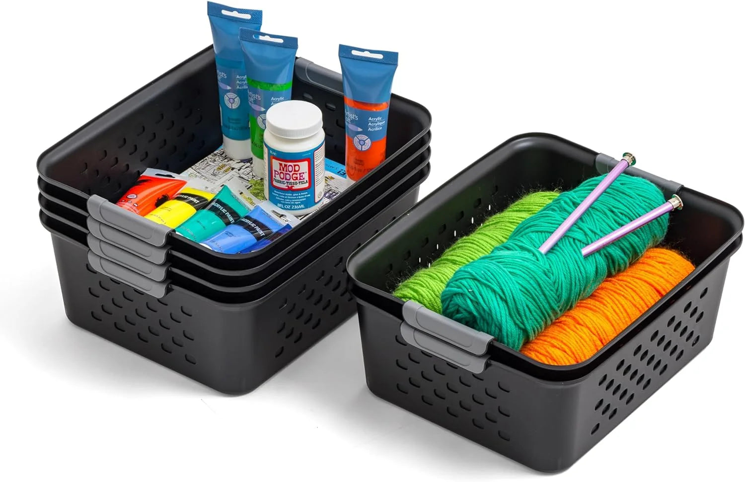 Small Plastic Storage Basket, Black, Organize pantry items, office supplies, crafts, accessories, and household bifanuoyard - Image 4