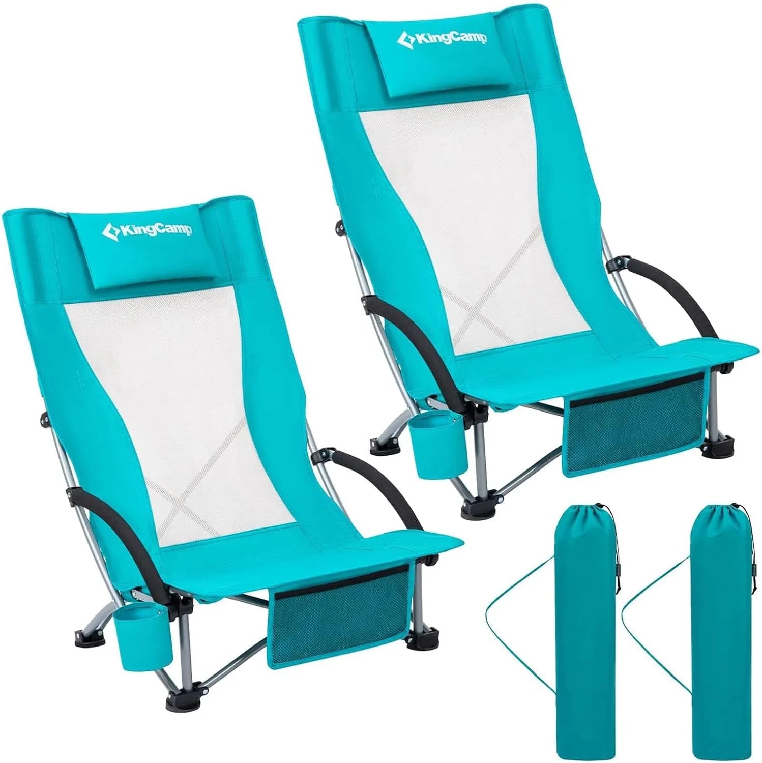 KingCamp Low Beach Chairs 2 Pack, Folding Portable Chair for Adults lightweight Extra Wide Ergonomic High Back Seat bifanuoyard - Image 2
