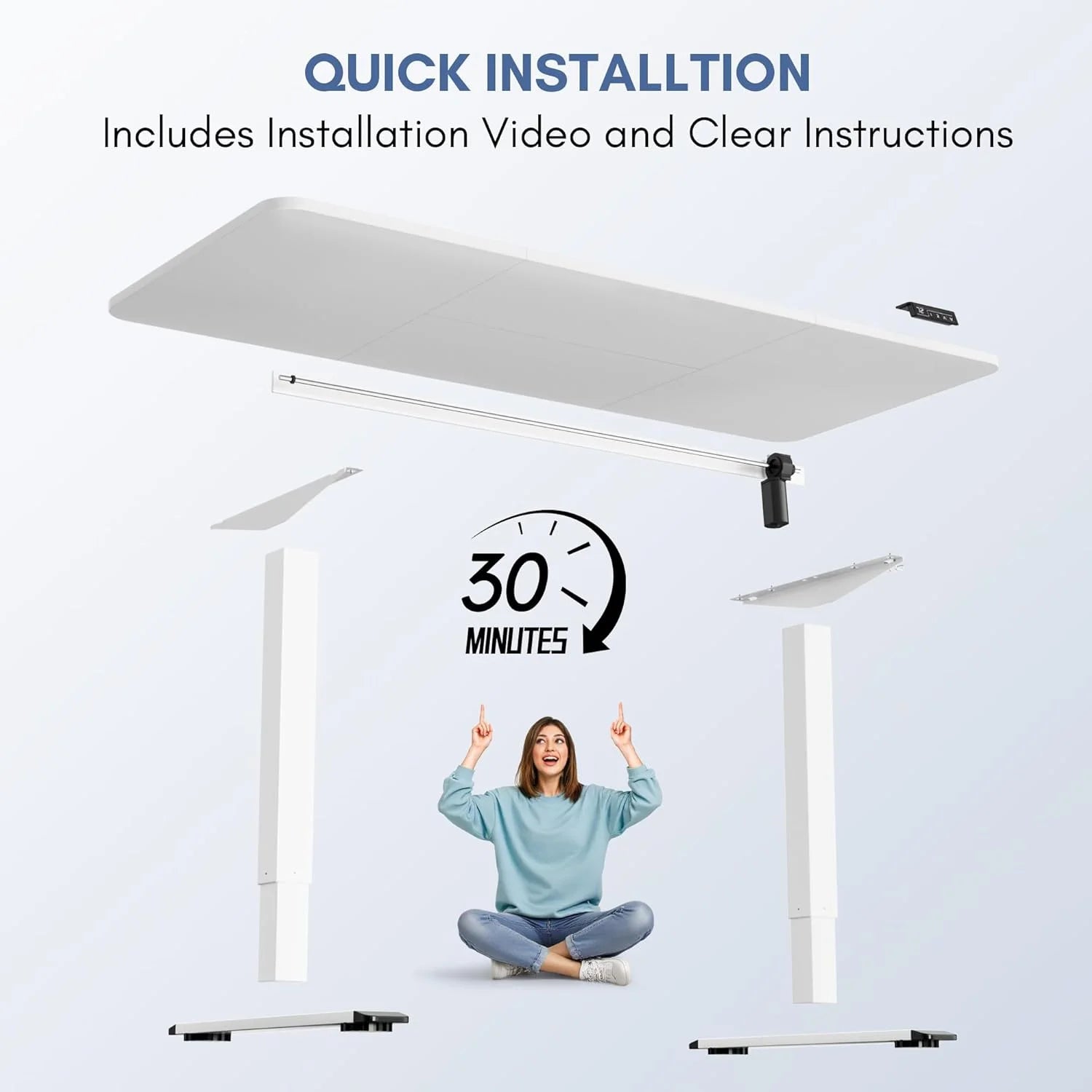 New Arrivals 55 x 24 Inches Electric Height Adjustable Standing Desk Large Sit Stand Up Desk Home Office Computer Desk Memory - Image 89