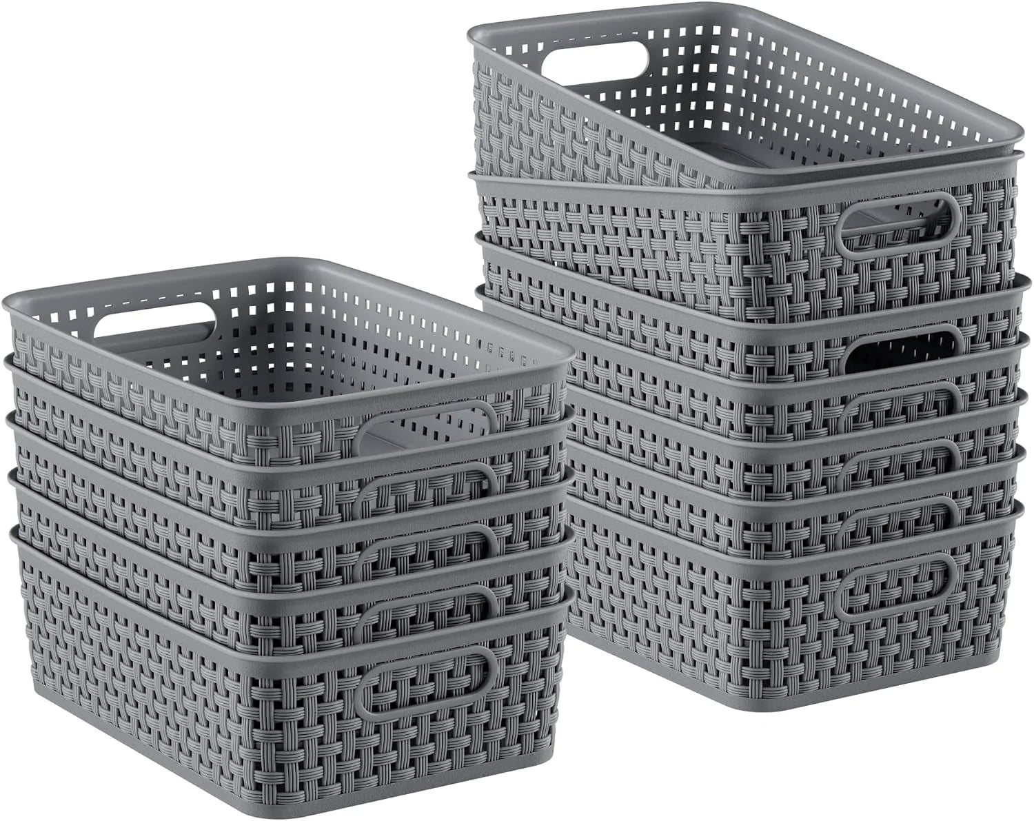 New Arrivals Plastic Storage Baskets, Small Organizing Baskets, Plastic Storage Bins Wicker Pantry Organizer Bins - Image 3