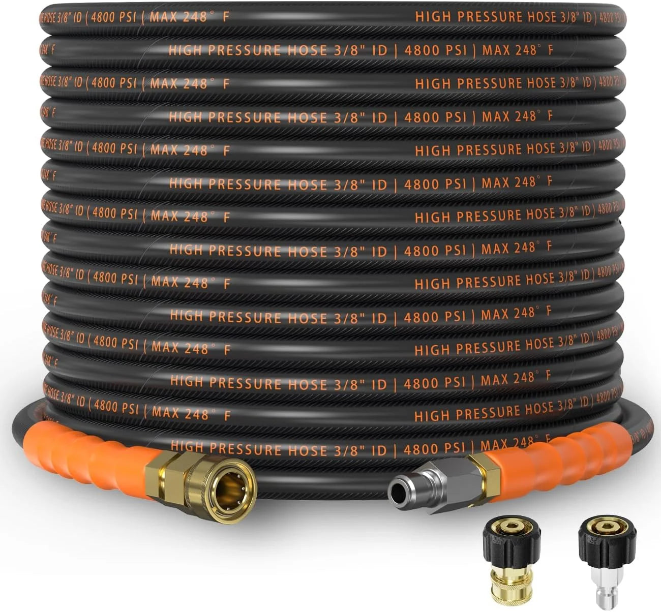 New Arrivals 3/8 ID Pressure Washer Hose 50 ft, 4800 PSI Steel-Braided & Durable, Power Washer Hose with Swivel Quick - Image 4