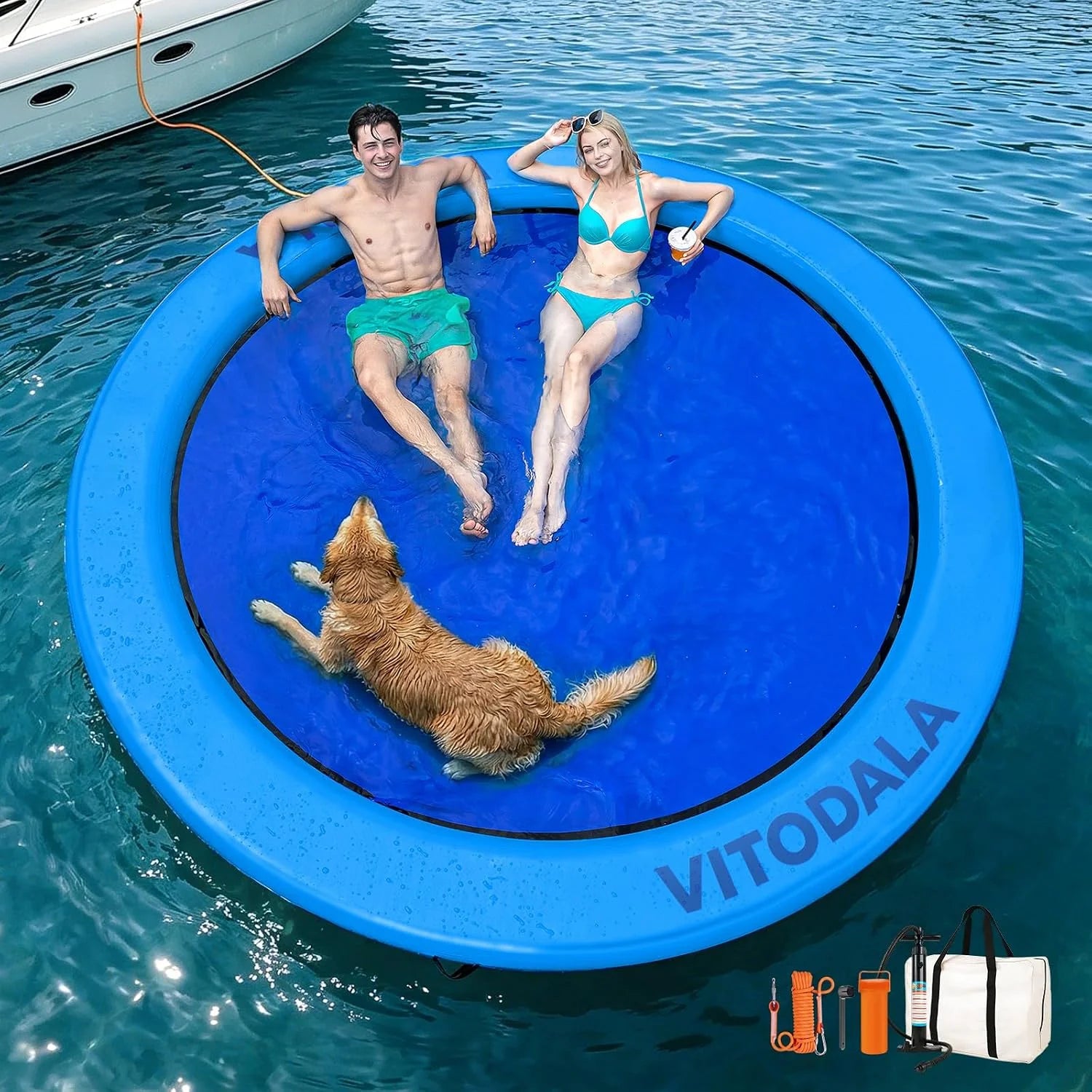New Arrivals Water Hammock Heavy Duty, Large Pool Float Lake Floats for Adult, Round Inflatable Water Hammock - Image 2