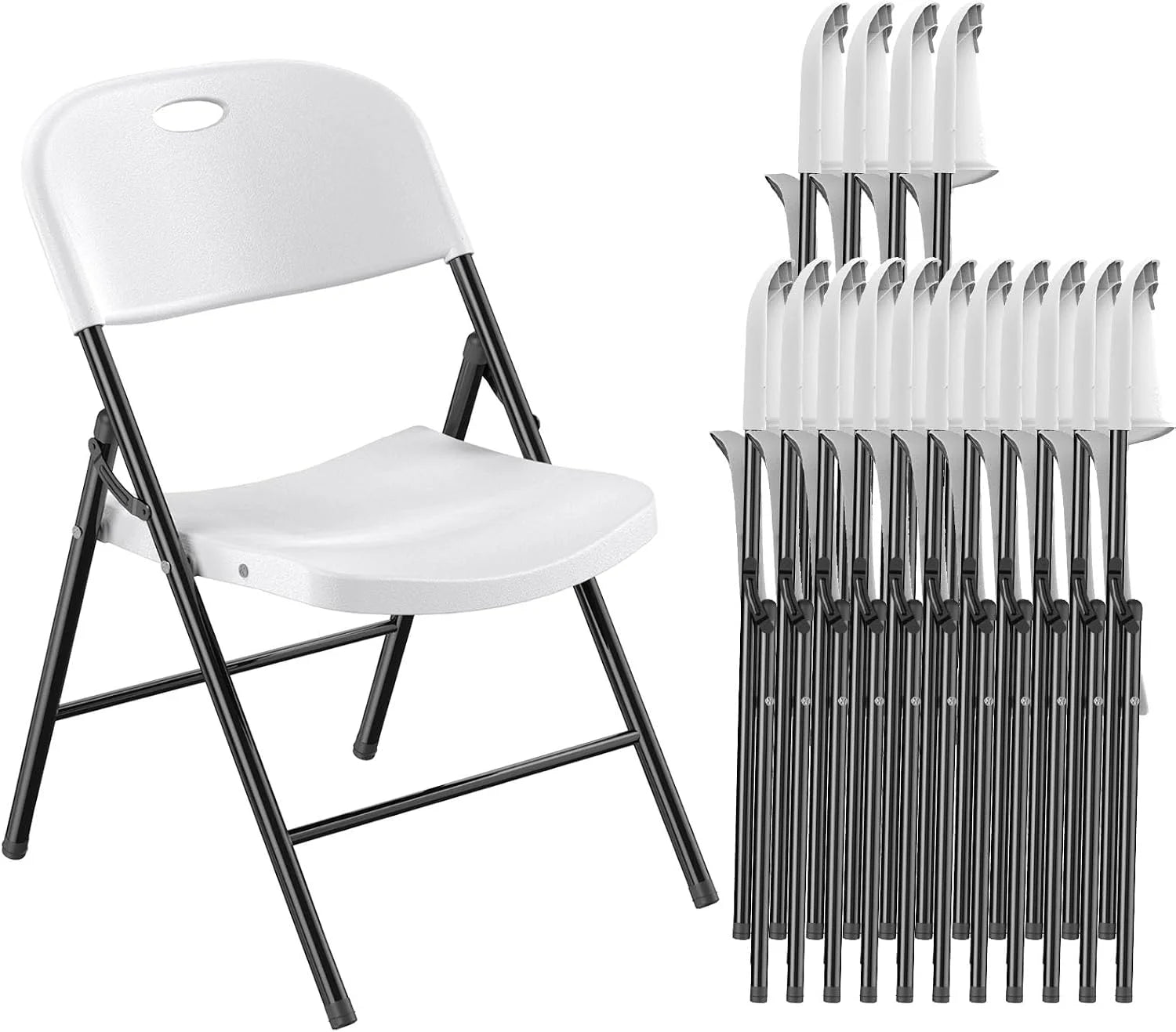 350 Weight Limit Heavy Duty Plastic Folding Chair with Reinfoced Steel Frame for Indoor and Outdoor, Wedding