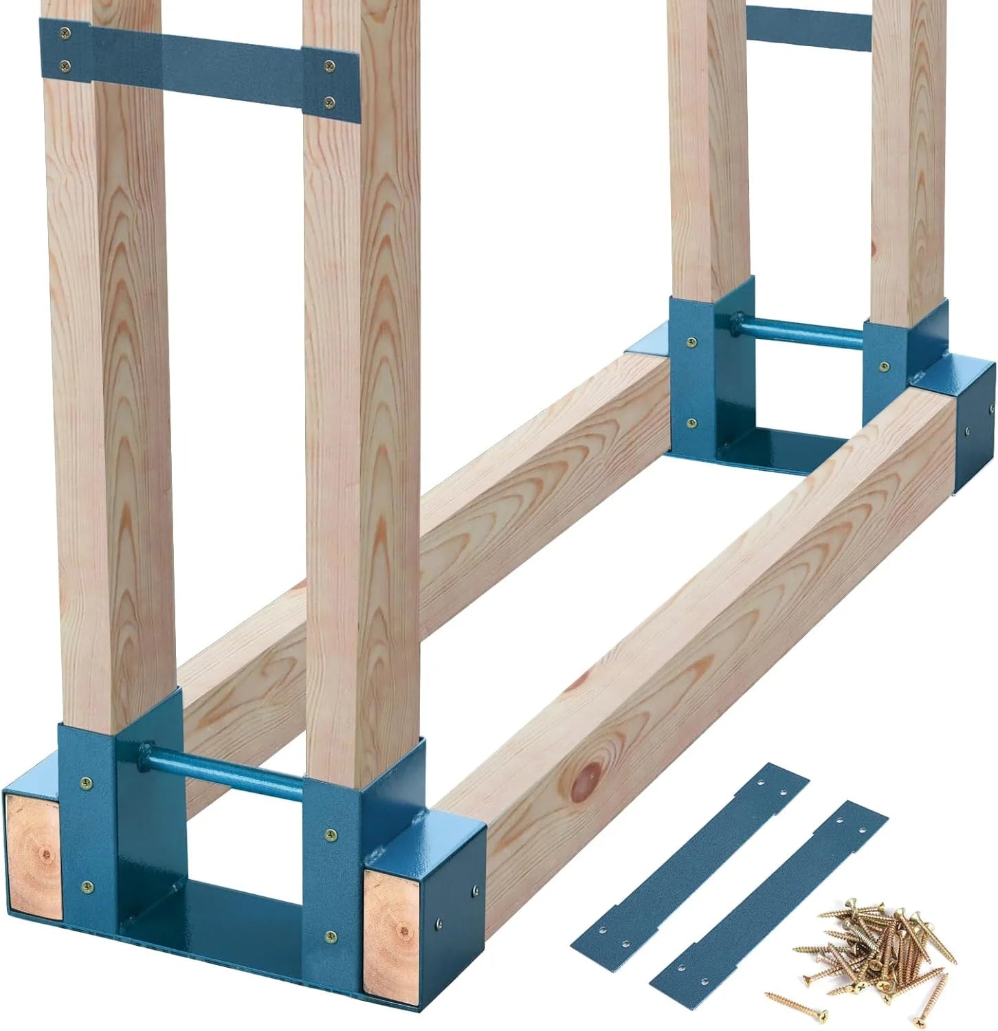 New Arrivals Outdoor Firewood Log Storage Rack Bracket Kit, Fireplace Wood Storage Holder-Adjustable to Any Length - Image 2
