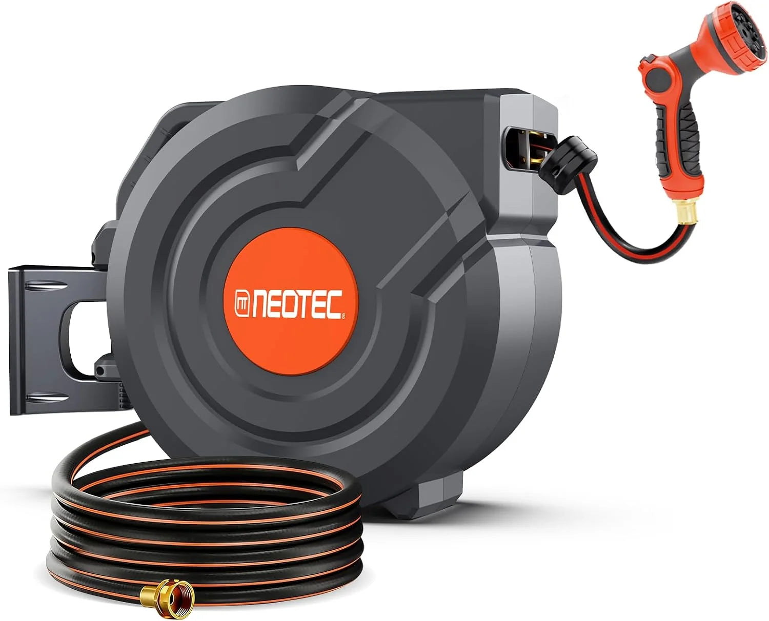 100FT Retractable Garden Hose Reel 1/2 Inch, Wall Mounted Heavy Duty Water Hose with Auto-Lock bifanuoyard - Image 2
