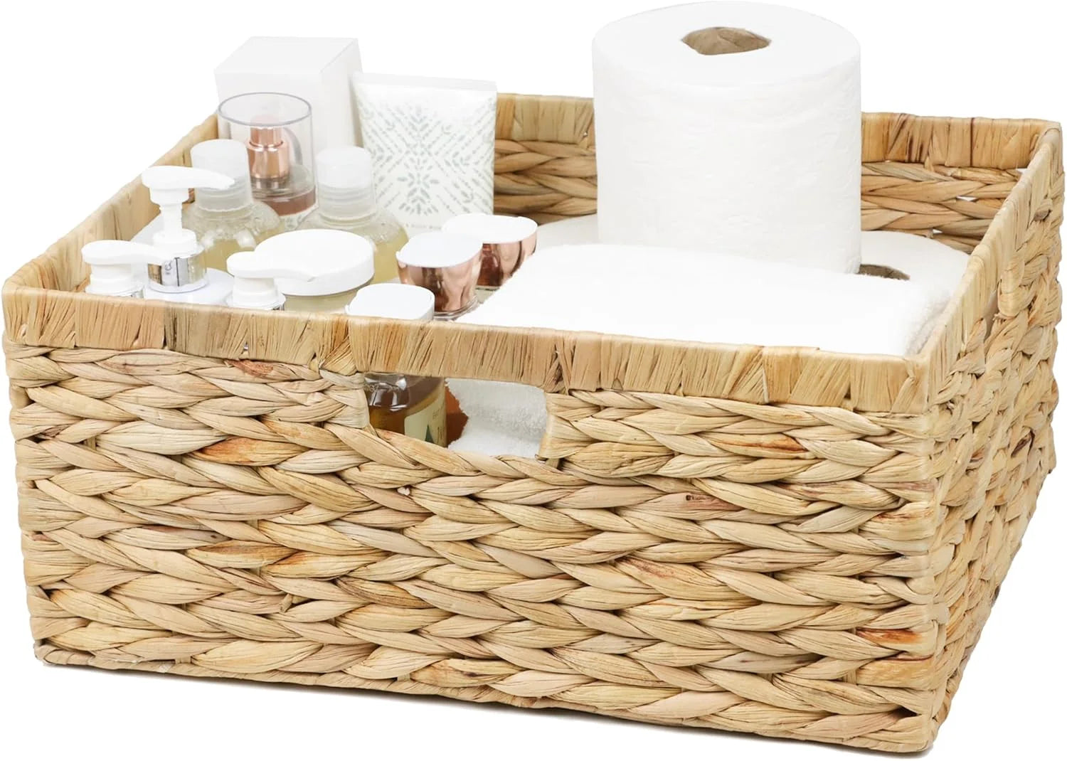 New Arrivals Wicker Basket, Water Hyacinth Wicker Storage Organizing Basket, Rectangular Basket for Shelves, Rattan - Image 4