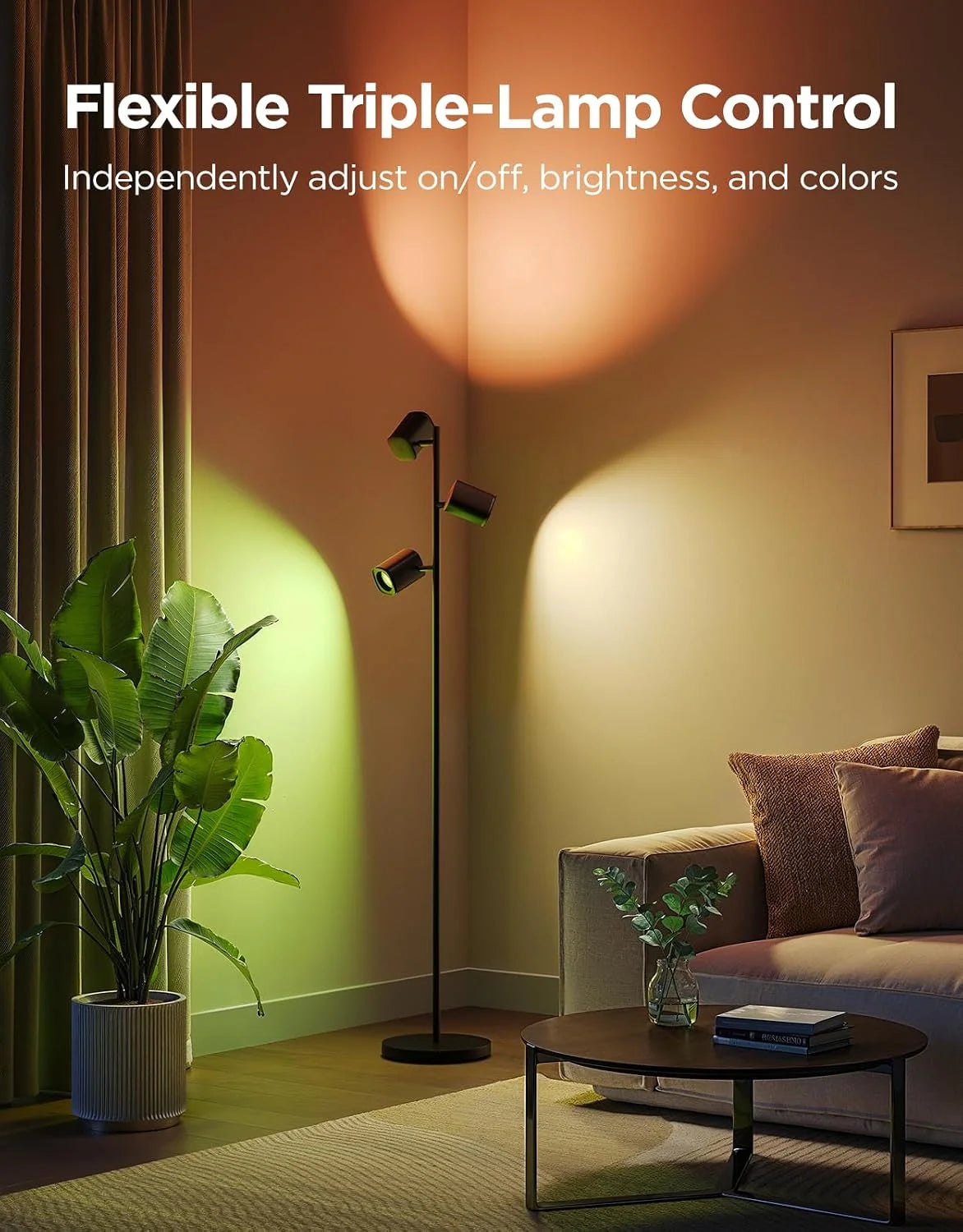 New Arrivals Tree Floor Lamp with 3 Rotatable Lights - Image 2