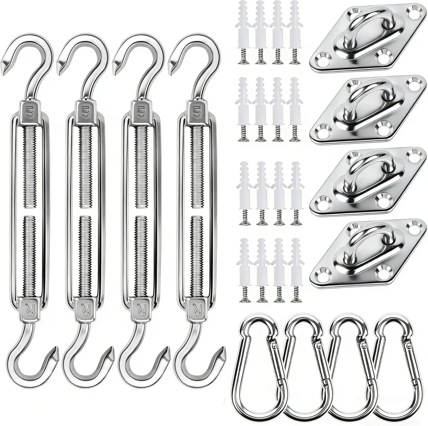 yofit 80Pcs Shade Sail Hardware Kit 6 inch for Triangle Rectangle Sun Shade
