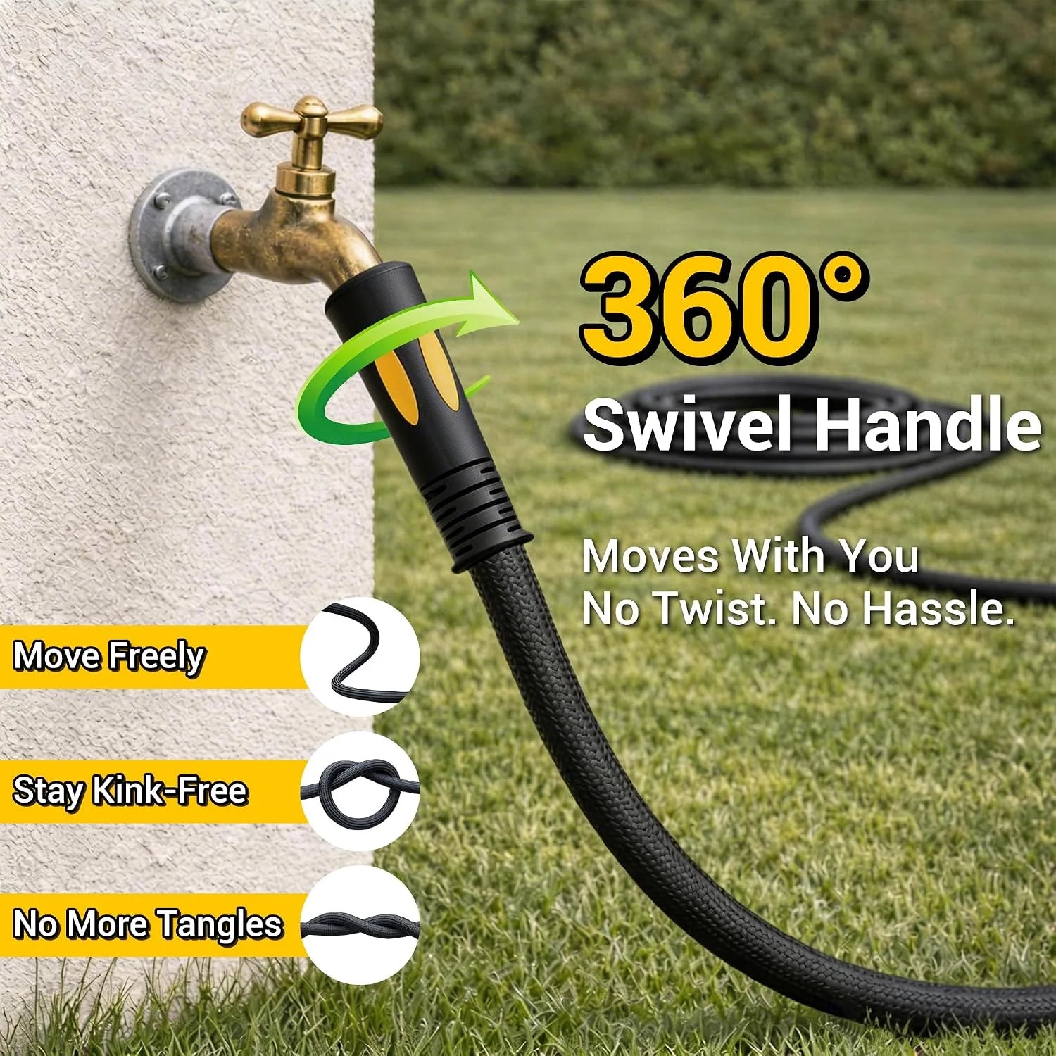 New Arrivals Garden Hose 100 ft, Heavy Duty 100ft Non-Expandable Long Water Hose, 1/2 id x 100 Feet - Image 4